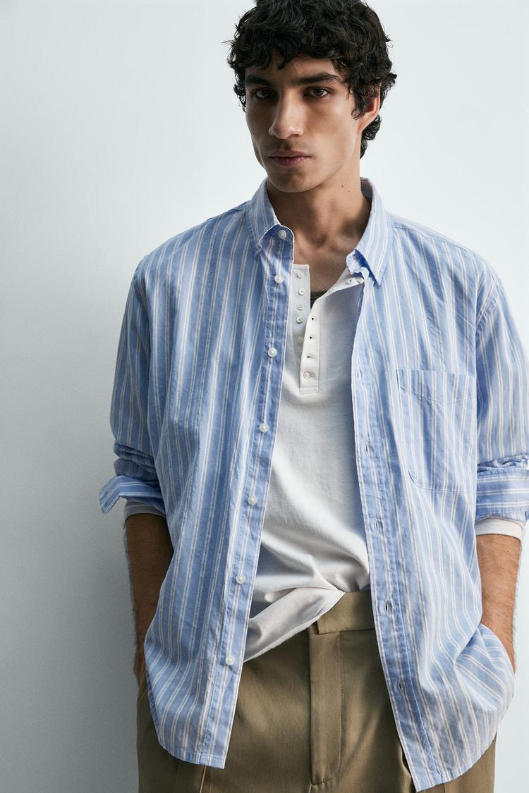 ZARA STRIPED SHIRT WITH POCKET