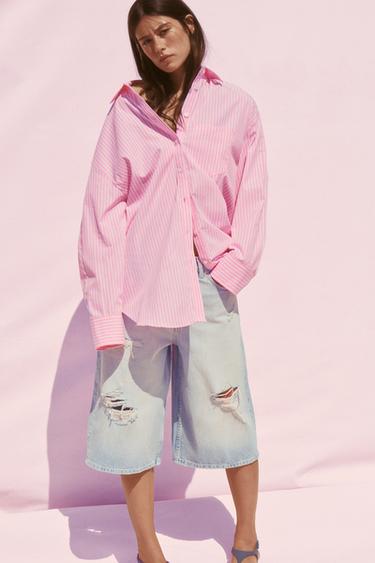 STRIPED OVERSIZE SHIRT - Pink by Zara - Image 1