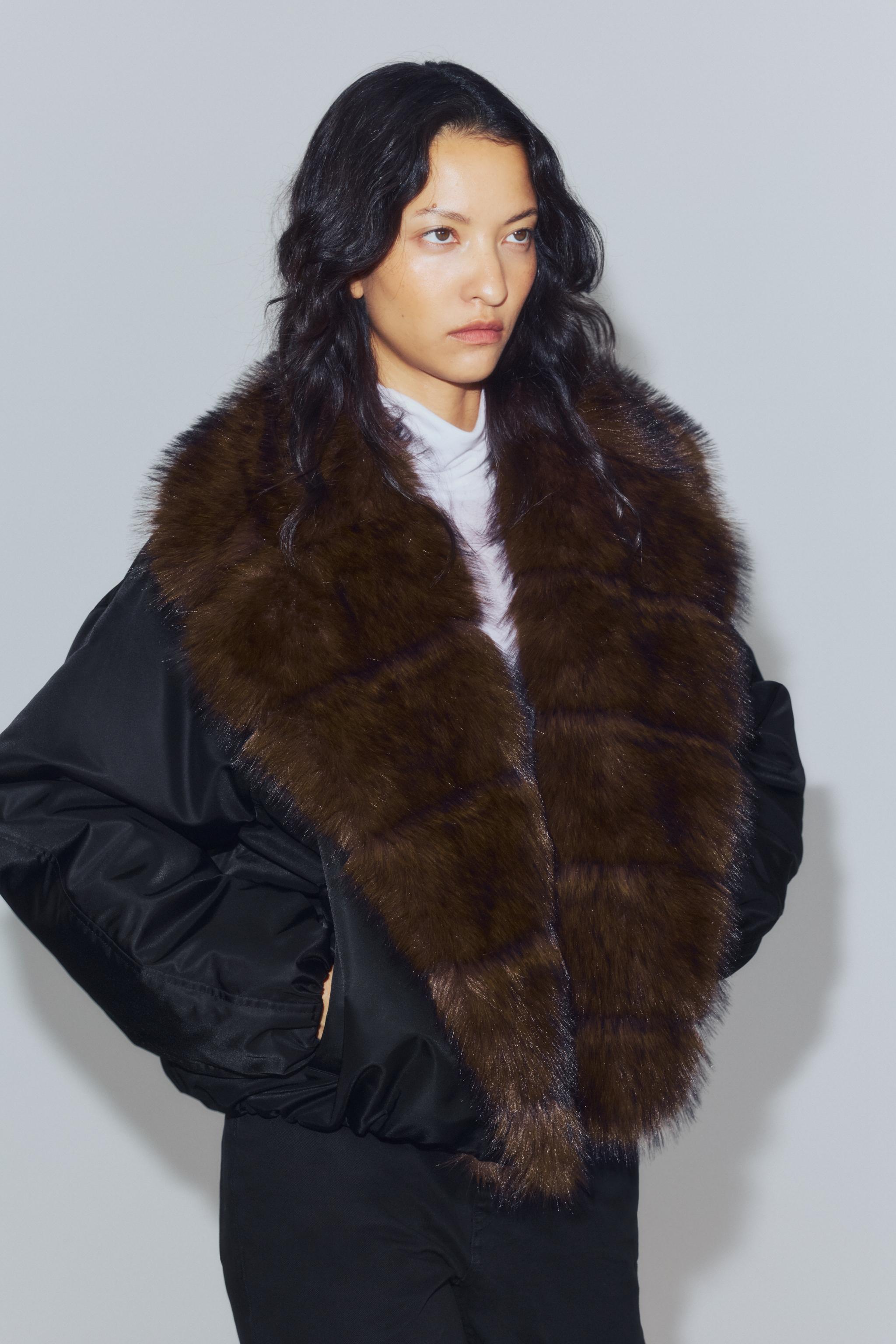 BOMBER COL EFFET FOURRURE ZW COLLECTION