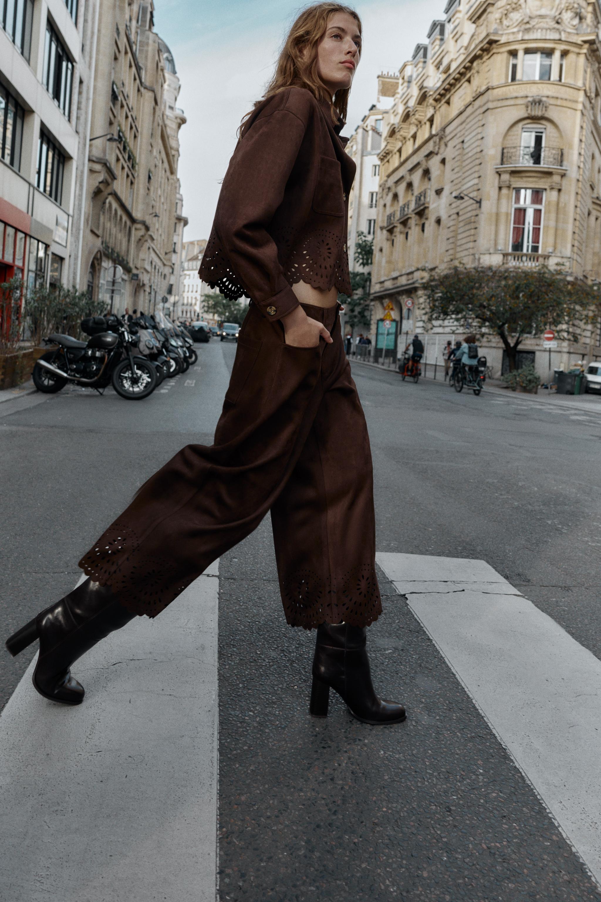 DIE-CUT HEM FAUX SUEDE CULOTTES