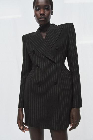 Zara ZW COLLECTION PINSTRIPE BLAZER DRESS - Gray