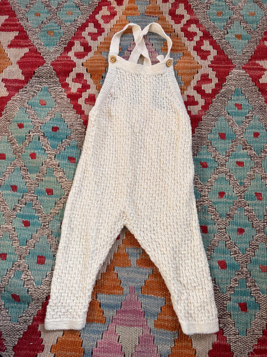 TEXTURED OPENWORK KNIT DUNGAREES