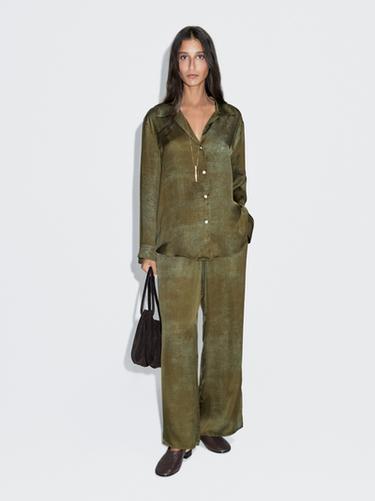 Camisa fluida estampada - Verde de Zara