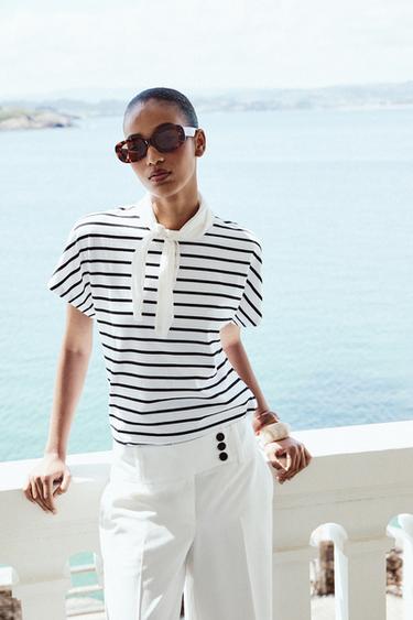 DOLMAN SLEEVE T-SHIRT - striped by Zara