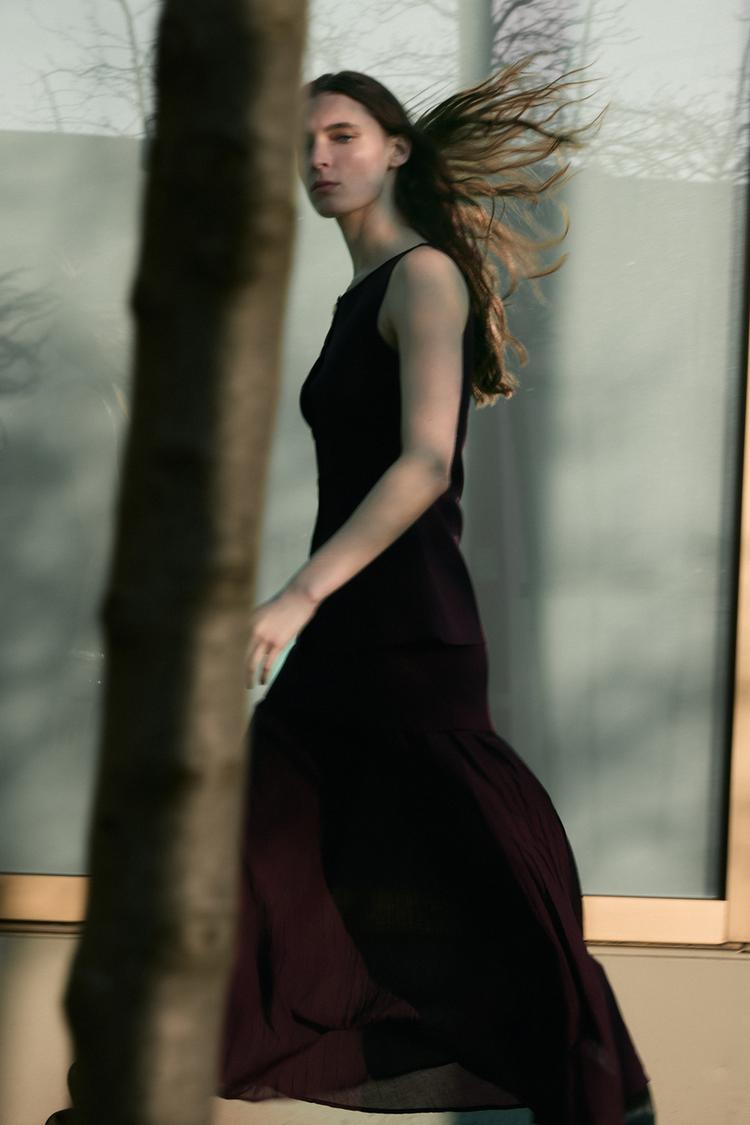 COMBINED PLEATED KNIT SKIRT