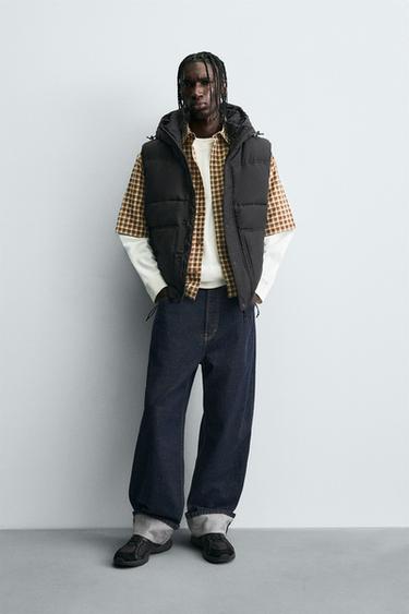 QUILTED GILET WITH HOODIE - Black by Zara - Image 0