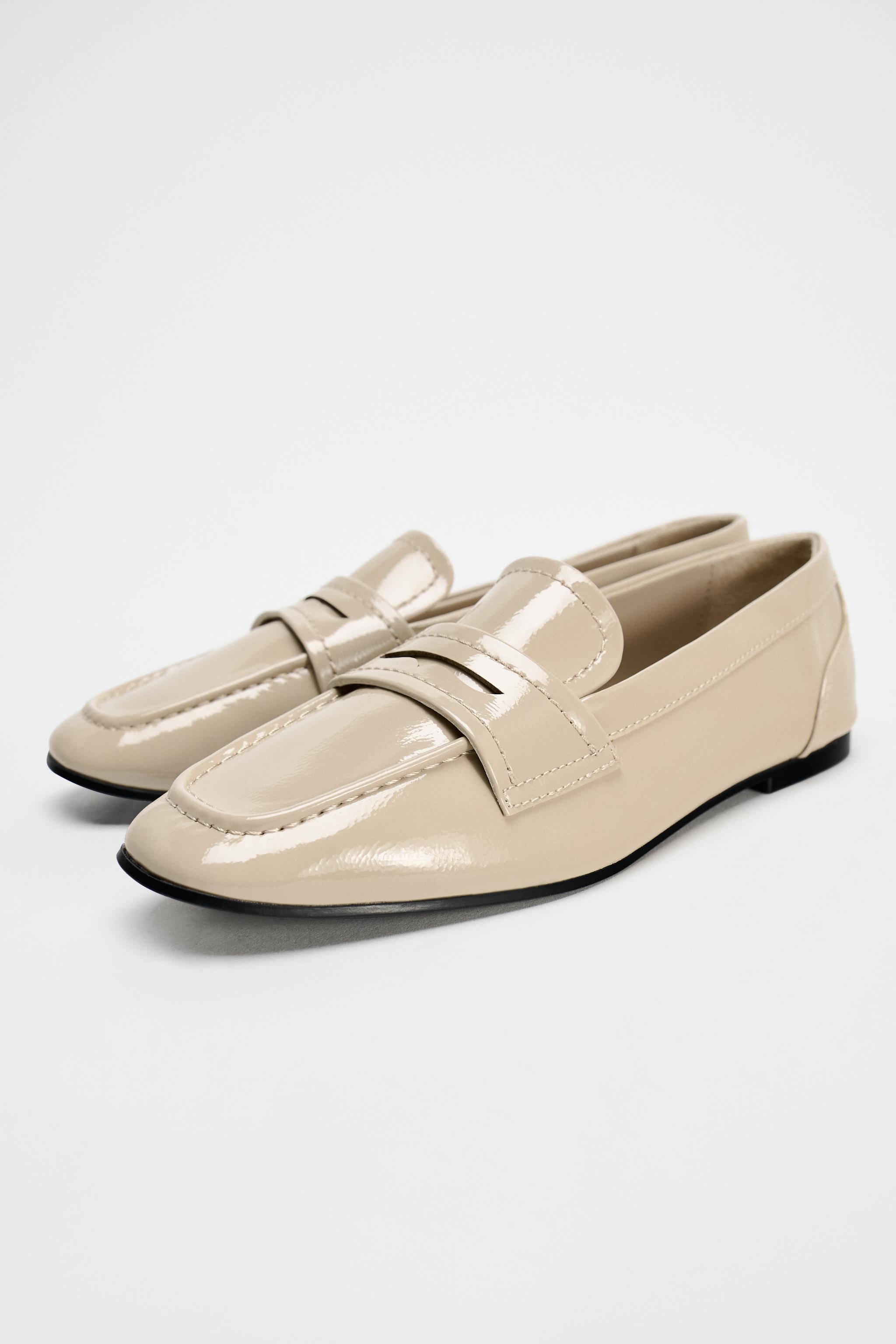 パテントレザーフィニッシュ ローファー - ホワイト | ZARA