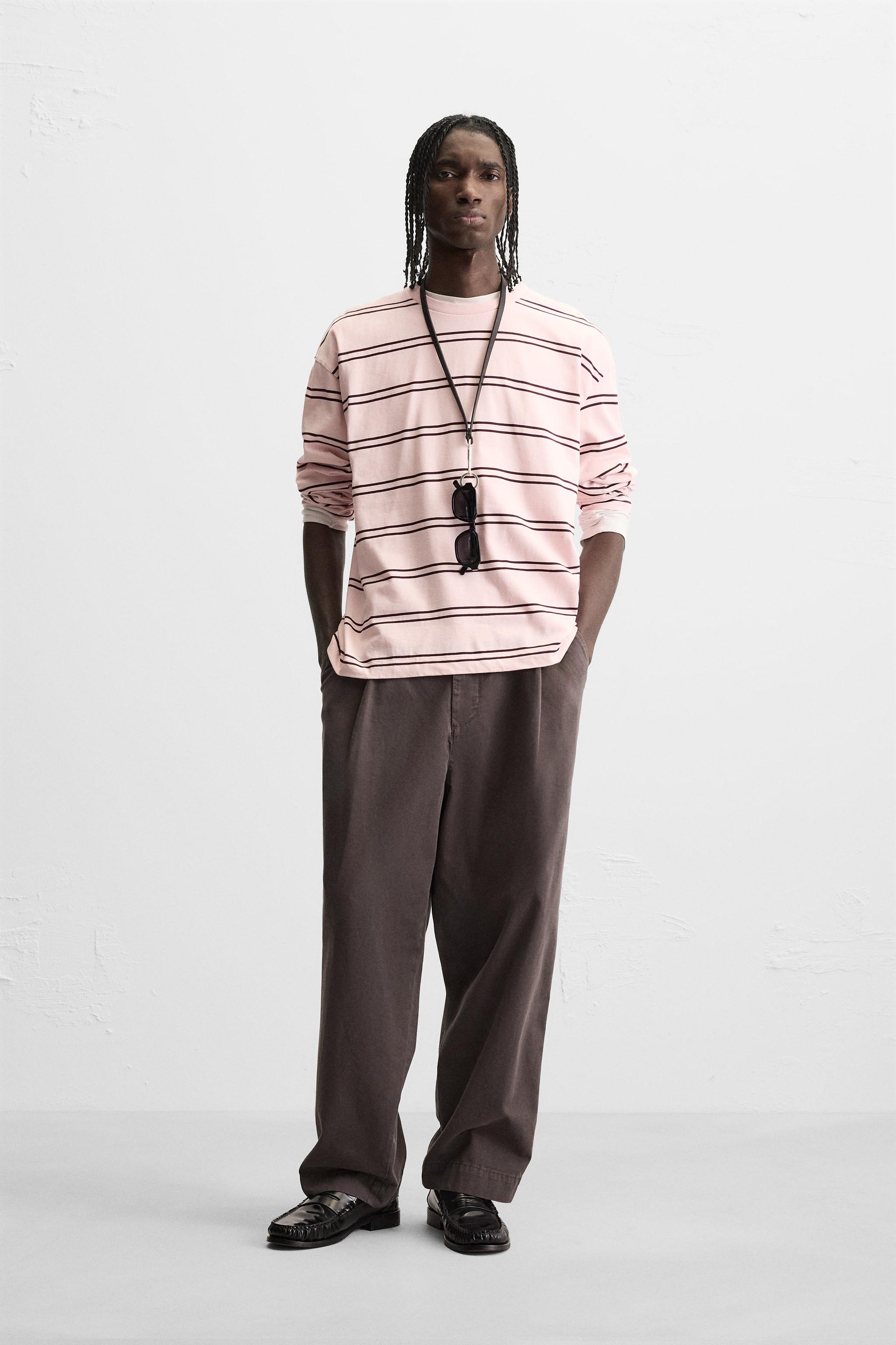 ★ドイツ発*ZARA*新作*STRIPED Tシャツ/BROWN★ ☆ドイツ発*ZARA*新作*LIMITED EDITION-STRIPED長袖Tシャツ