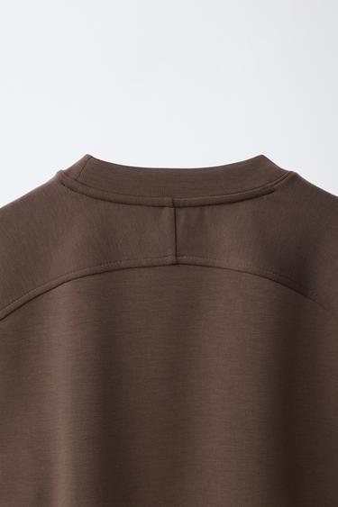 CONTRAST TRIM T-SHIRT WITH MODAL BLEND - Brown by Zara - Image 3