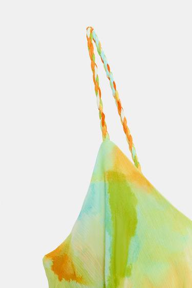 ROBE MI-LONGUE IMPRIMÉE À VOLANTS - TYE JAUNE de Zara - Image 9
