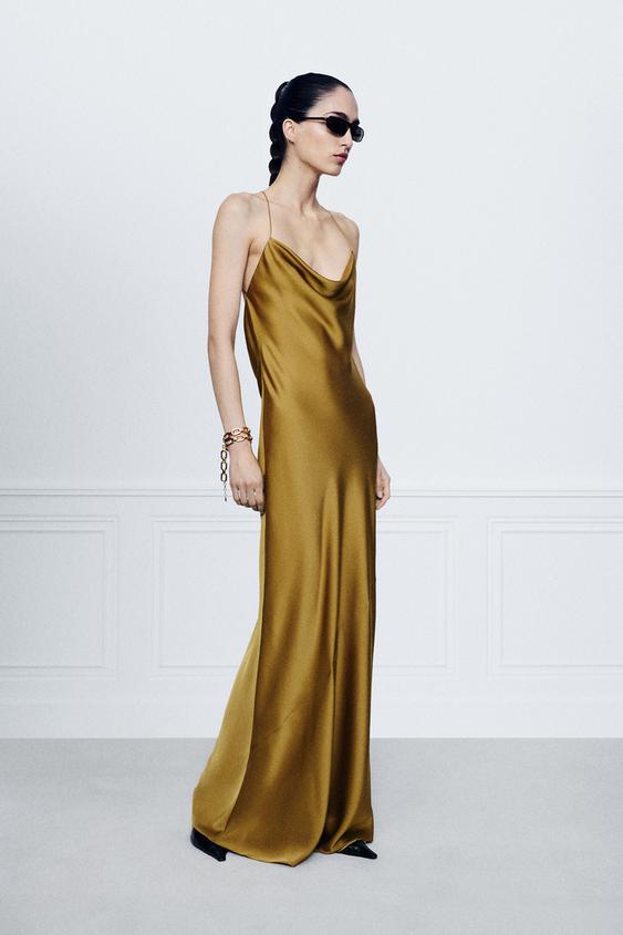 VESTIDO COMPRIDO ACETINADO ZW COLLECTION - Dourado da Zara - Imagem 0