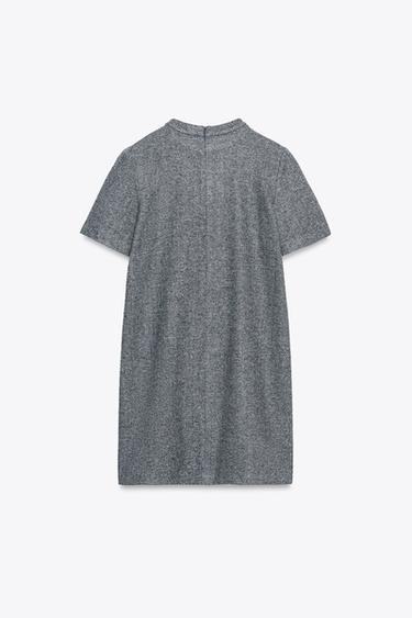 VESTIDO ESPIGA APLICACIÓN JOYA - Gris vigoré de Zara