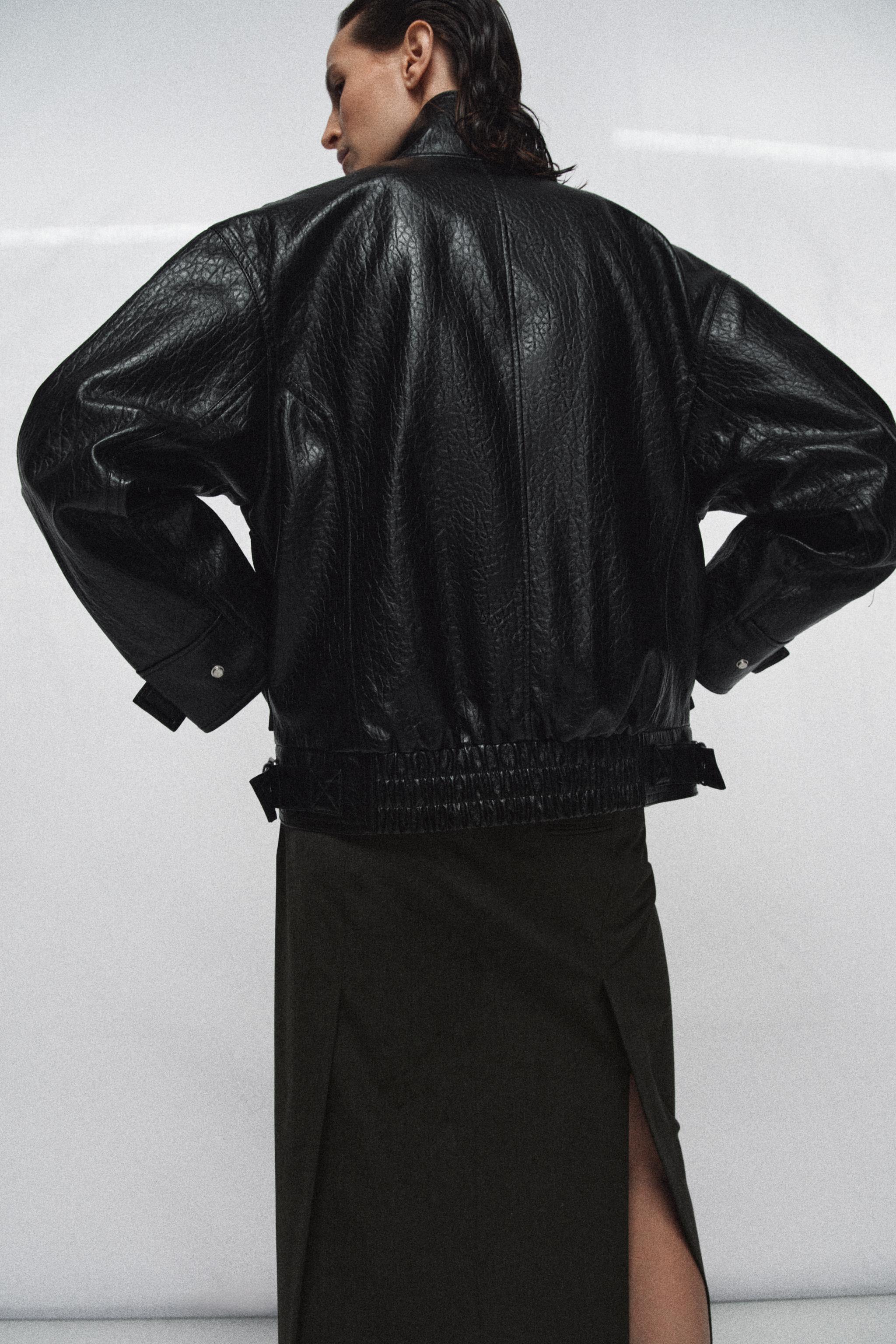 OVERSIZE SUNİ DERİ CEKET ZW COLLECTION - Görsel 3