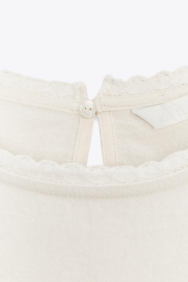 TOP BRODÉ AVEC LACETS - Blanc de Zara - Image 8