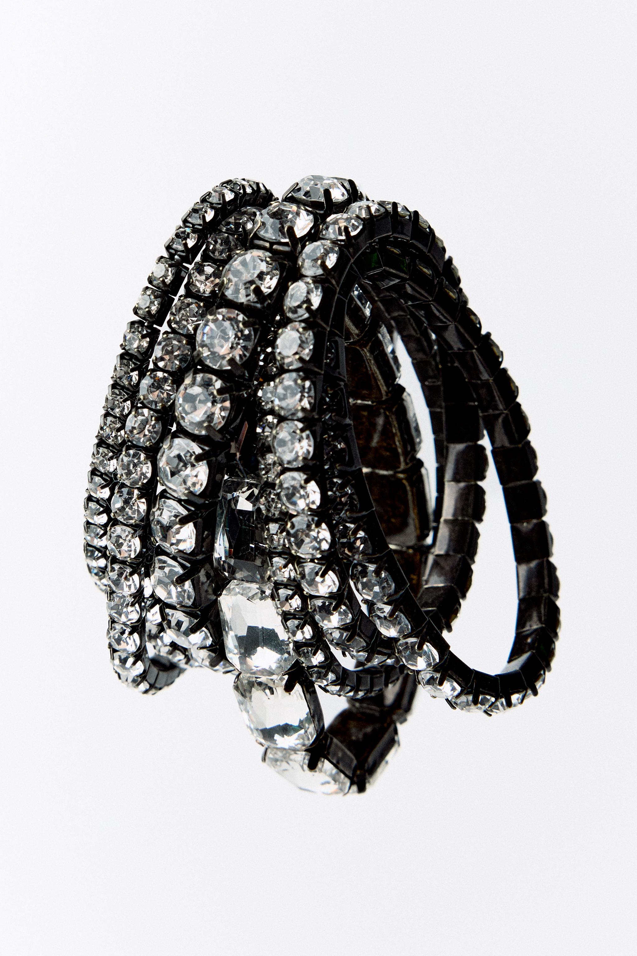 PACK OF ELASTIC JEWEL BRACELETS - Dark anthracite | ZARA