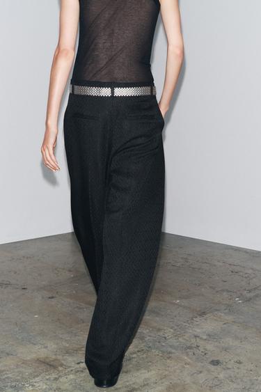 JACQUARD PLEATED TROUSERS ZW COLLECTION - Black by Zara - Image 3