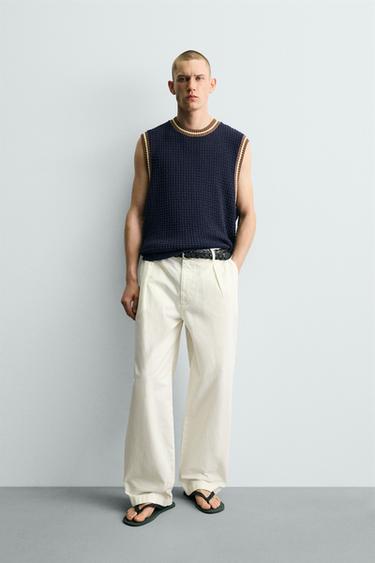 CONTRAST RIB KNIT VEST - Blue by Zara - Image 0