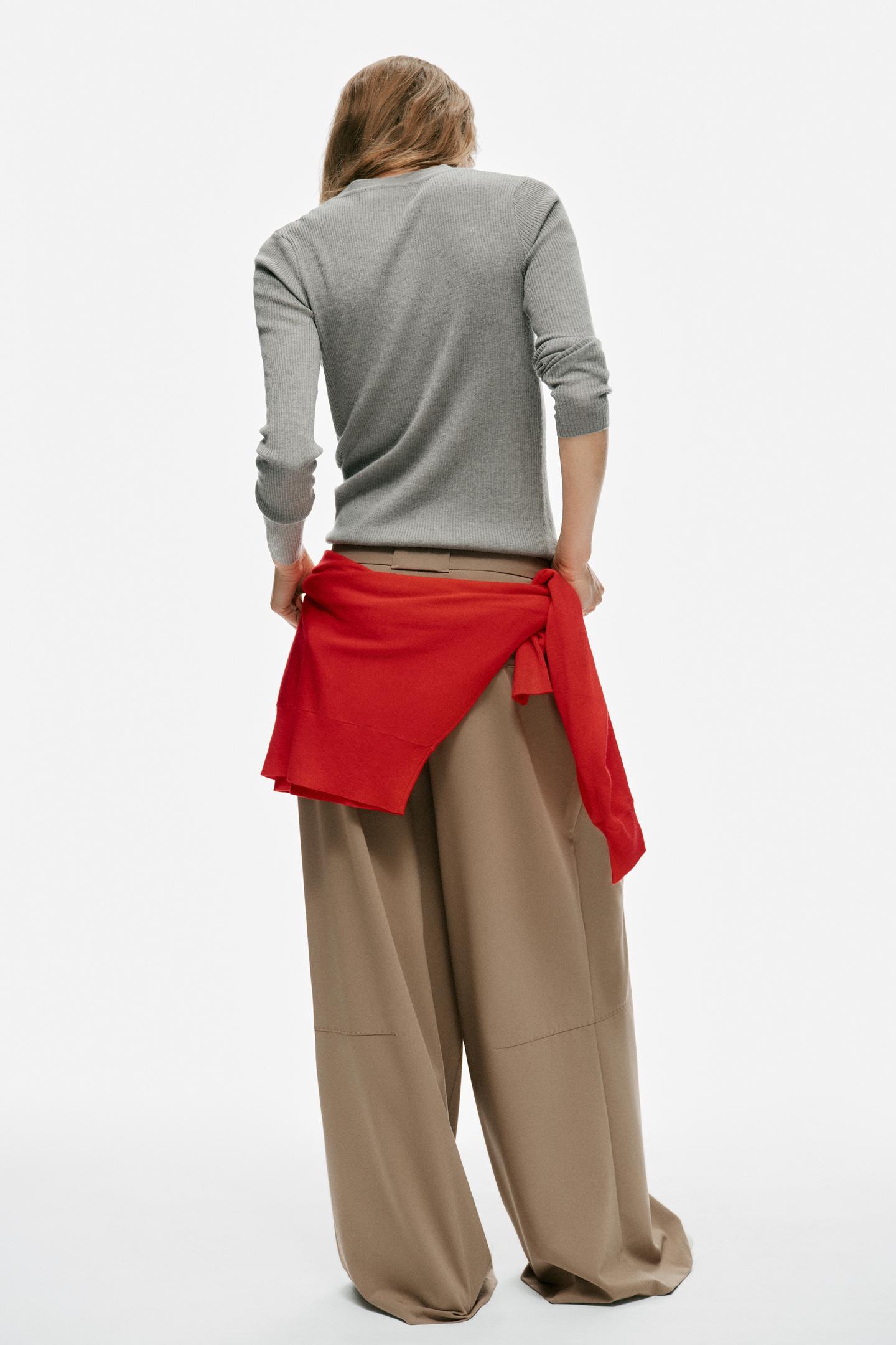 Женский свитер Zara Wool-Blend Button Jumper, цвет: Серый меланжевый — фото 5
