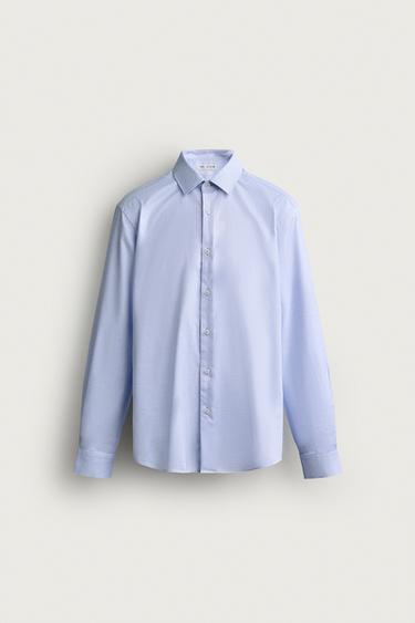 CAMISA SLIM FIT ESTRUTURA - Azul-celeste da Zara - Imagem 0