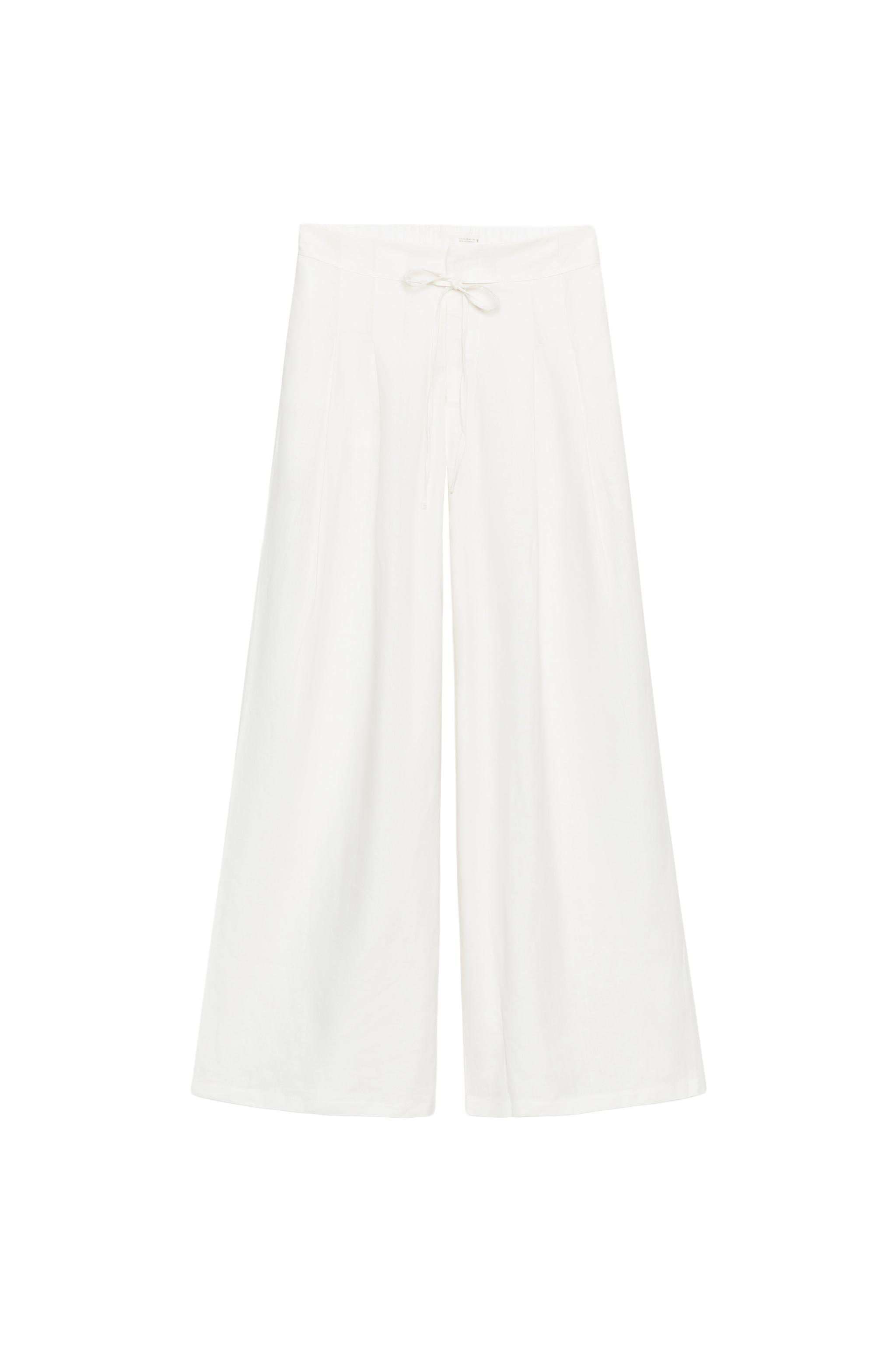 PANTALON LARGE À PINCES AVEC LIN