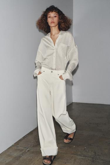 ZW COLLECTION BAGGY LOW-RISE JEANS - Ecru by Zara