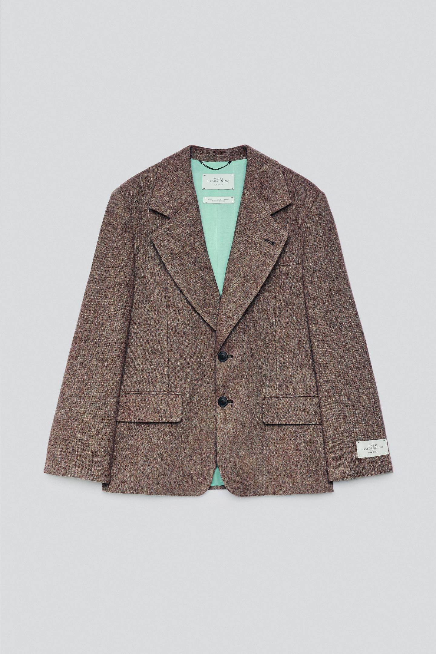 Мужской пиджак Zara 100% Wool Suit Blazer, цвет: Бордовый