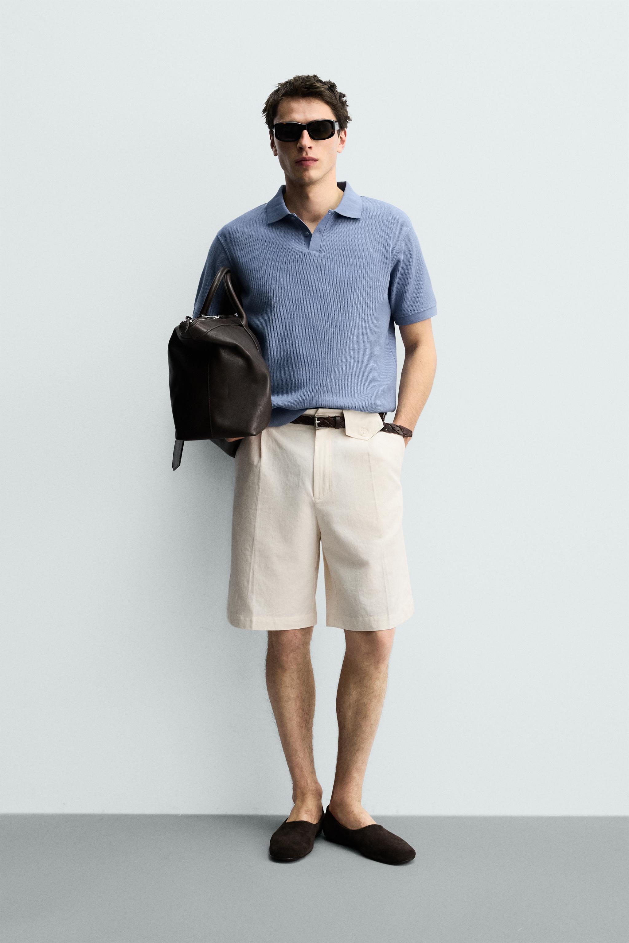 レギュラーフィットピケポロシャツ - ブルー | ZARA Japan / 日本