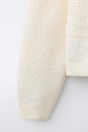 TEXTURED CARDIGAN - Light ecru by Zara - Image 3