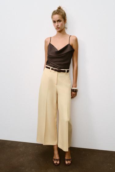 CALÇAS CULOTTE COM CINTO - Amarelo da Zara - Imagem 0