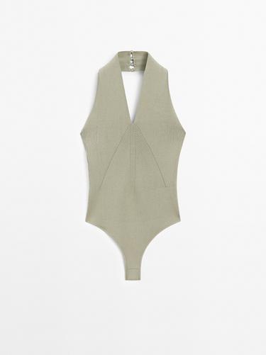 Body punto cuello halter- STUDIO - Verde claro de Zara