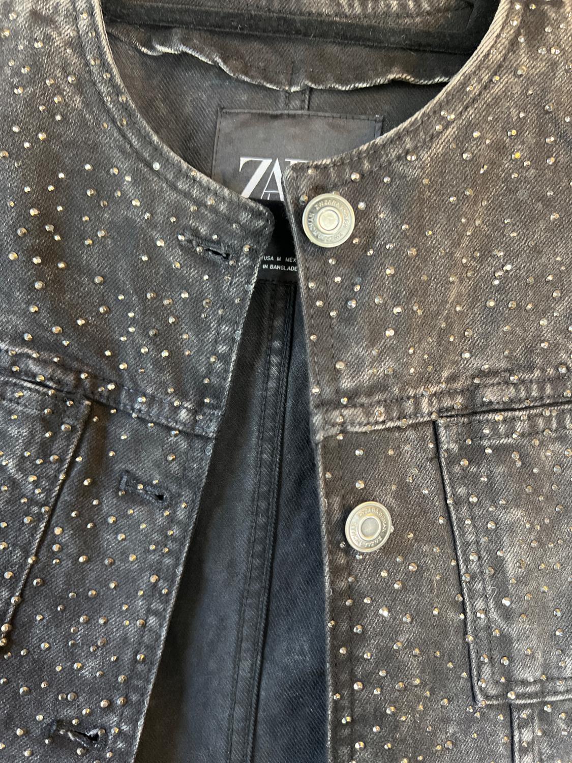 RHINESTONE DENIM JACKET ZW COLLECTION - Image 3
