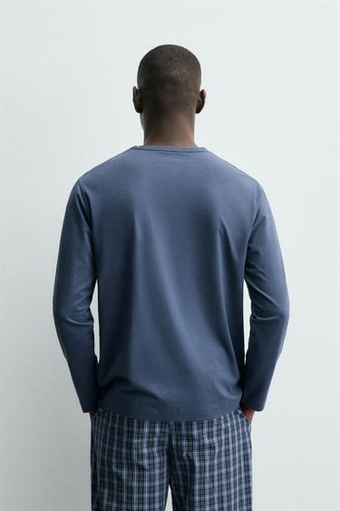 ENSEMBLE PYJAMA COMBINÉ À CARREAUX - Bleu moyen de Zara - Image 2