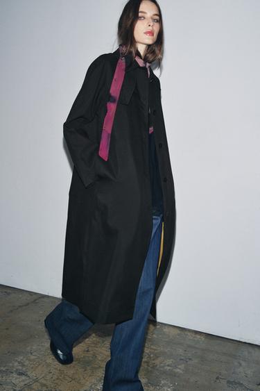 ZW COLLECTION LONG BUTTON-UP TRENCH COAT - Bleu de Zara - Image 2