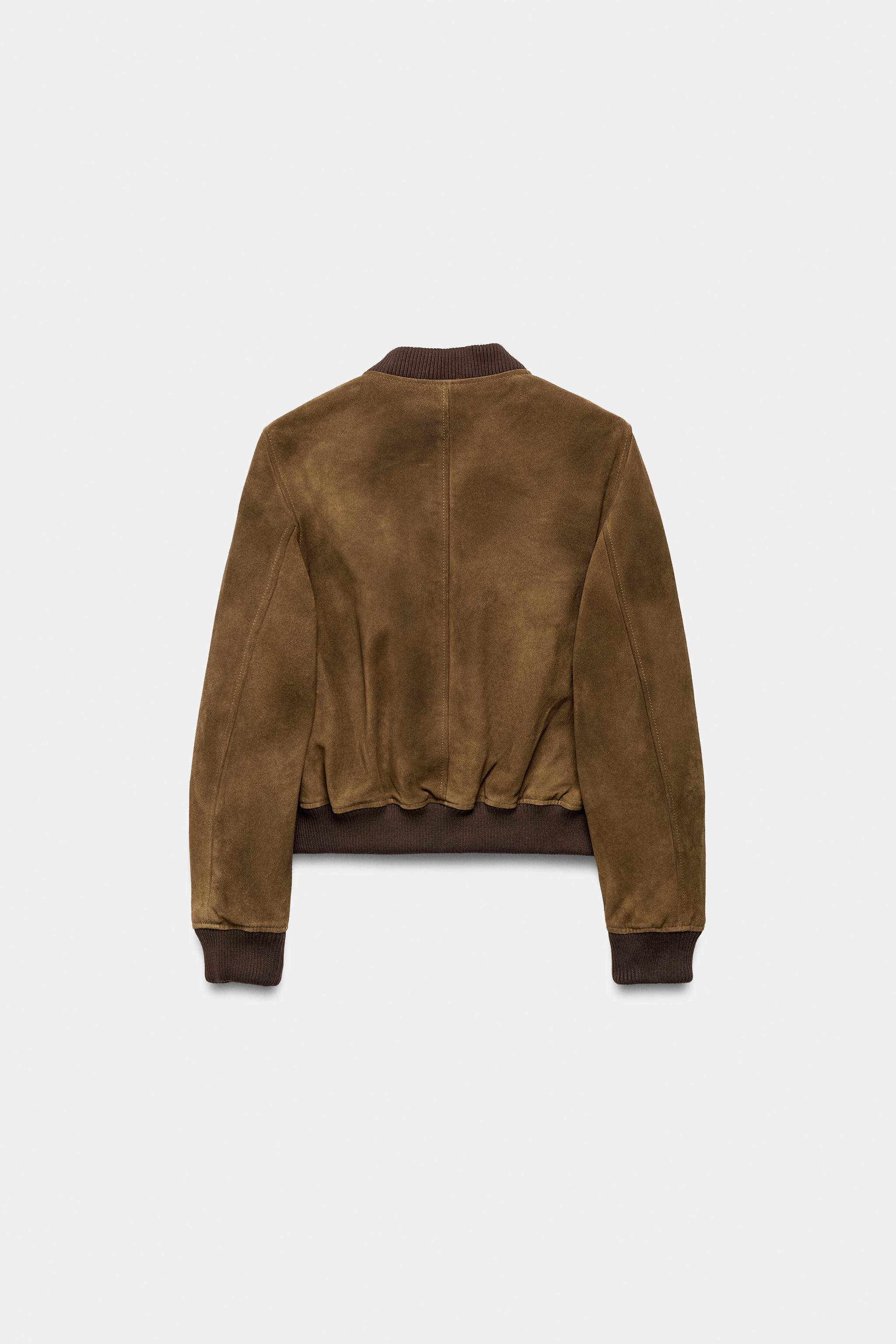 100% SUEDE BOMBER JACKET ZW COLLECTION LIMITED EDITION - Dark