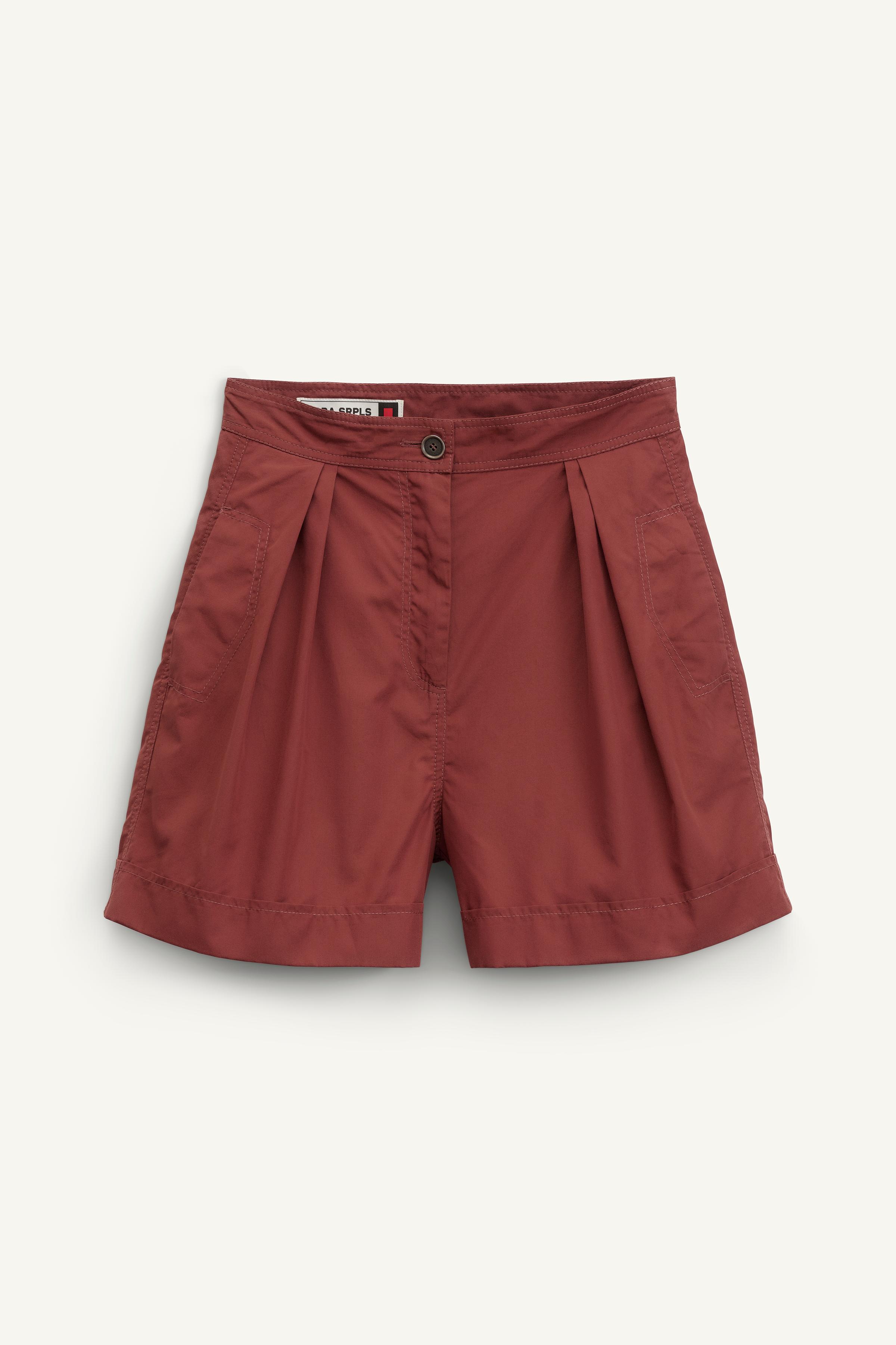 【ZARA】SHRT ST 14 ハイウエストショートパンツ 2851/203/791 SHRT ST 14 - Maroon | ZARA Australia