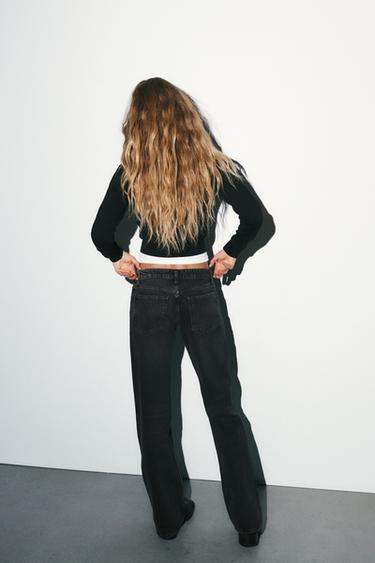 JEAN TRF WIDE LEG TAILLE BASSE - Noir de Zara - Image 4