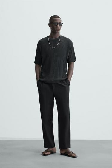 CAMISETA PUNTO JACQUARD - Negro de Zara - Imagen 0