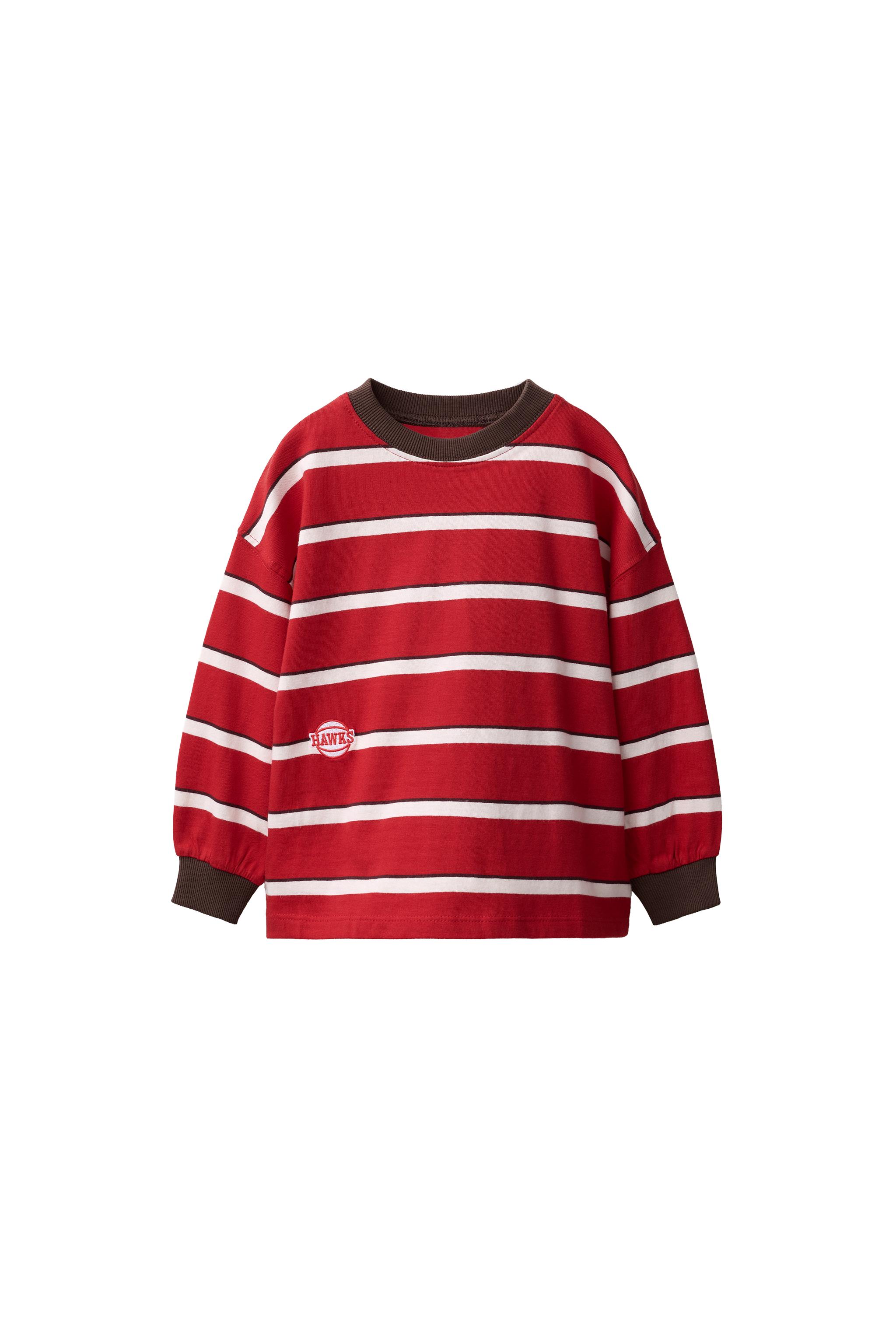 NBAアトランタ・ホークス ストライプ柄Tシャツ - ストロングレッド