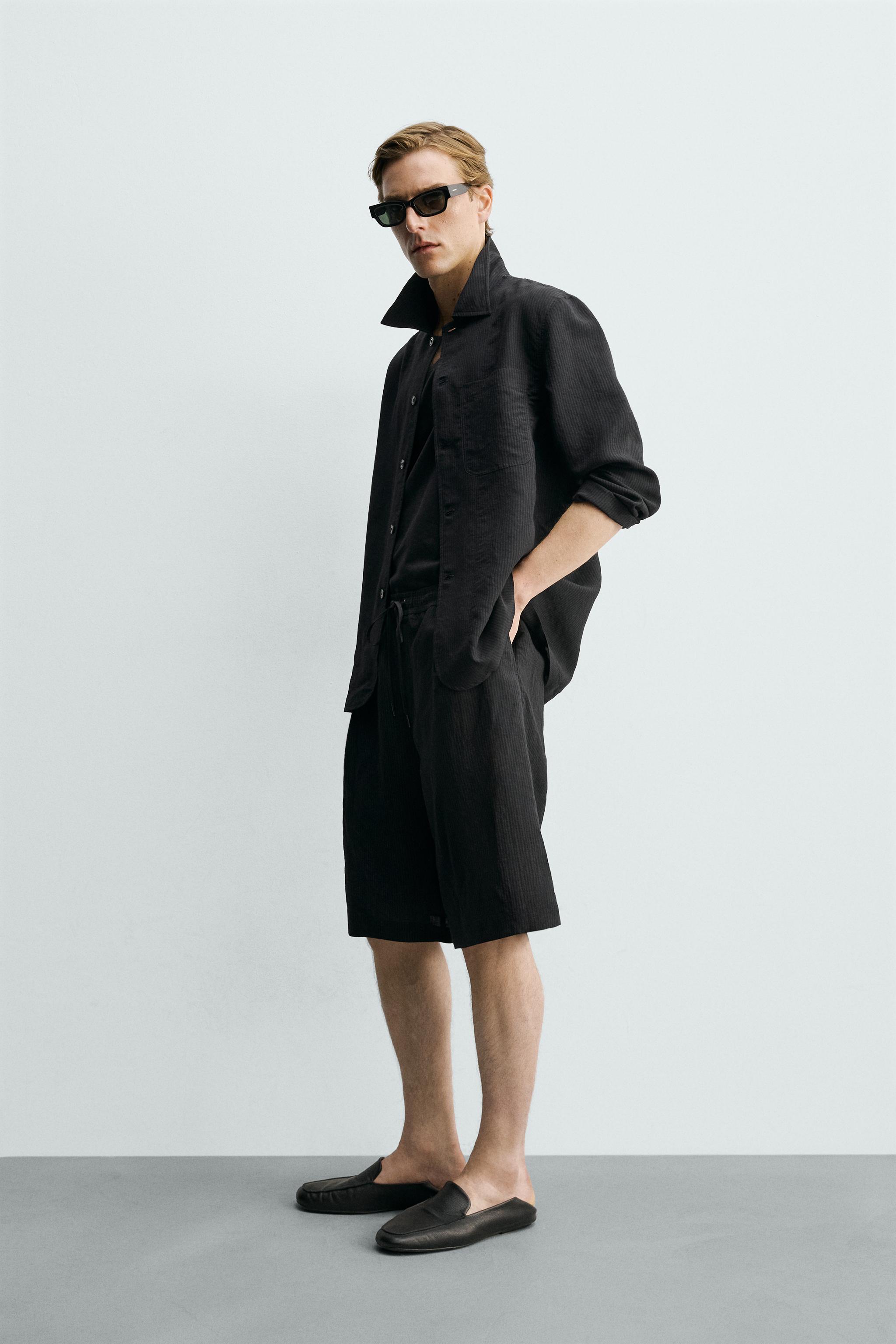 SHORT FLUIDE JACQUARD À RAYURES