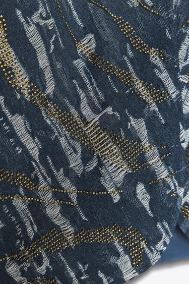 BEADED DENIM-EFFECT QUILTED KIMONO - Blue by Zara - Image 11