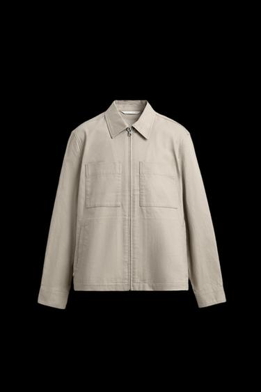 REGULAR FIT OVERSHIRT WITH POCKETS - Beige by Zara - Image 0