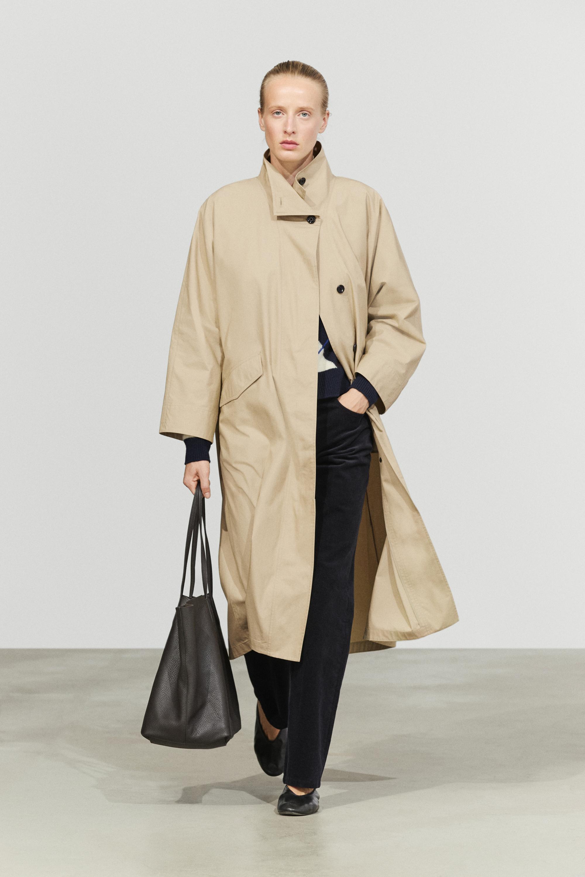 100% Cotton High-Neck Trench Coat