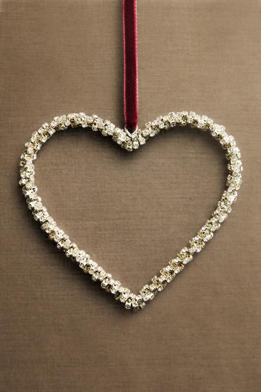 Zara TEXTURED HEART CHRISTMAS TREE ORNAMENT - Silver