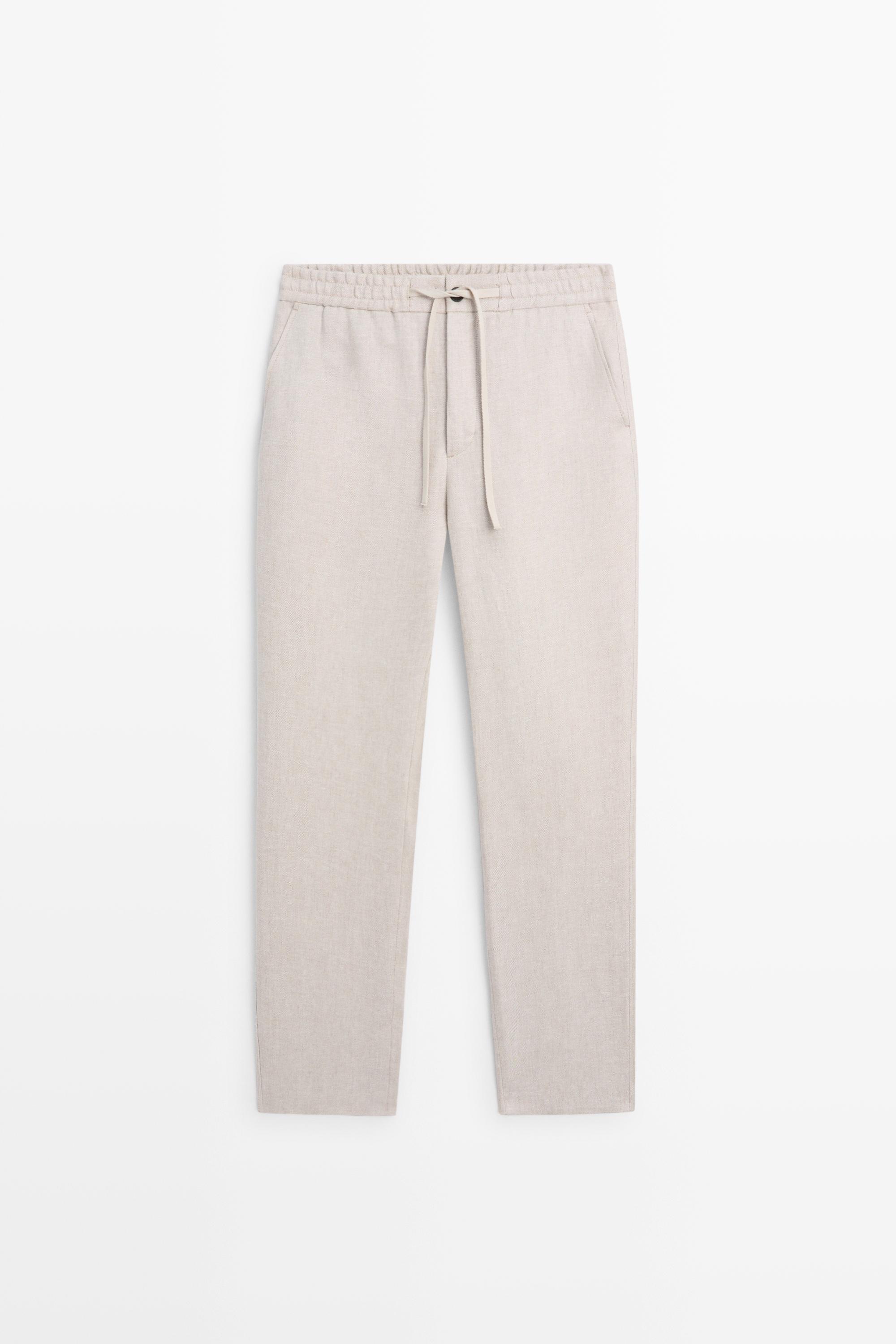 100% linen textured co-ord pants — Ecru