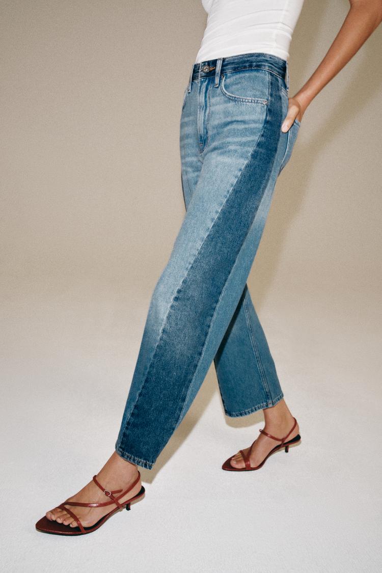 Jeans de tiro medio con parches y corte relajado hasta el tobillo ZW Collection 6