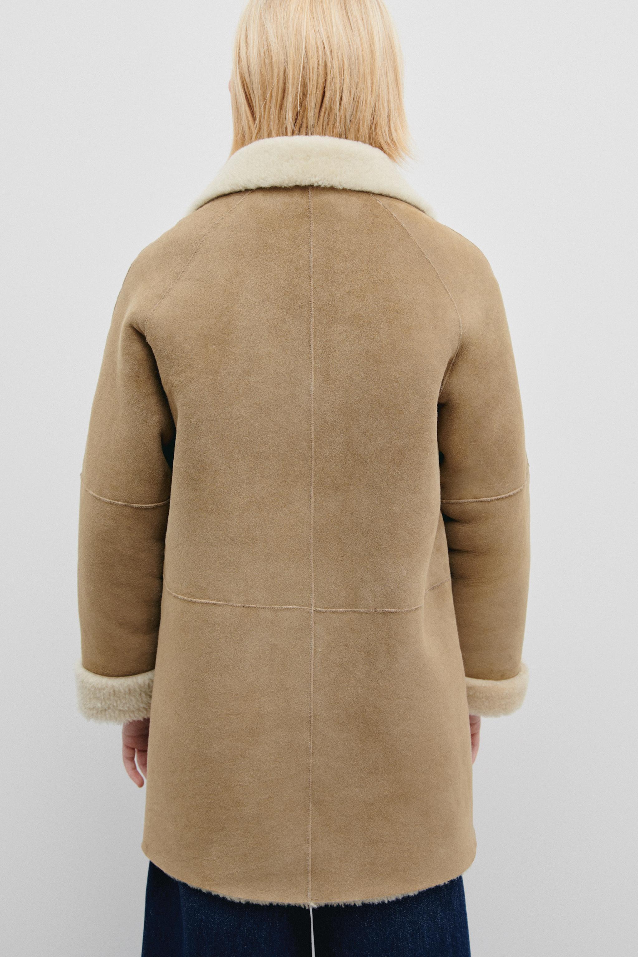 DOUBLE FACED LEATHER COAT LIMITED EDITION - Ecru / Beige | ZARA