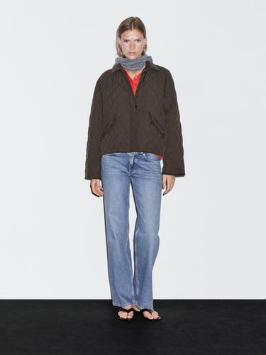 Zara Short water-repellent jacket with corduroy detail - Khaki