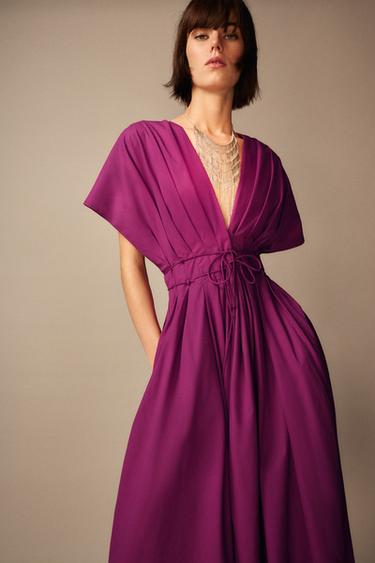 VESTIDO COM PENSES ZW COLLECTION - Magenta-escuro da Zara