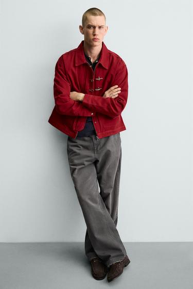 BLOUSON COUPE CARRÉE À BRANDEBOURGS - Rouge / Noir de Zara - Image 5