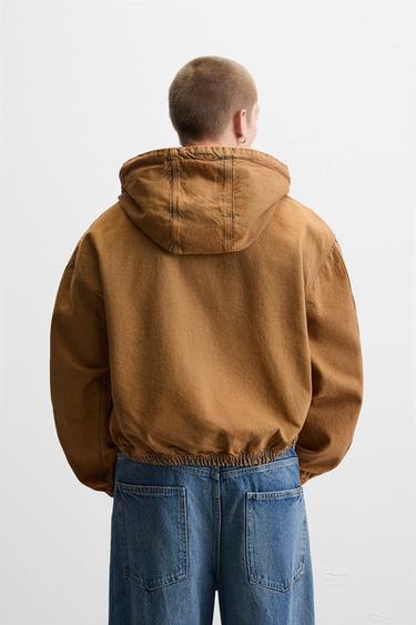 HOODED DENIM JACKET - Orange by Zara - Image 2